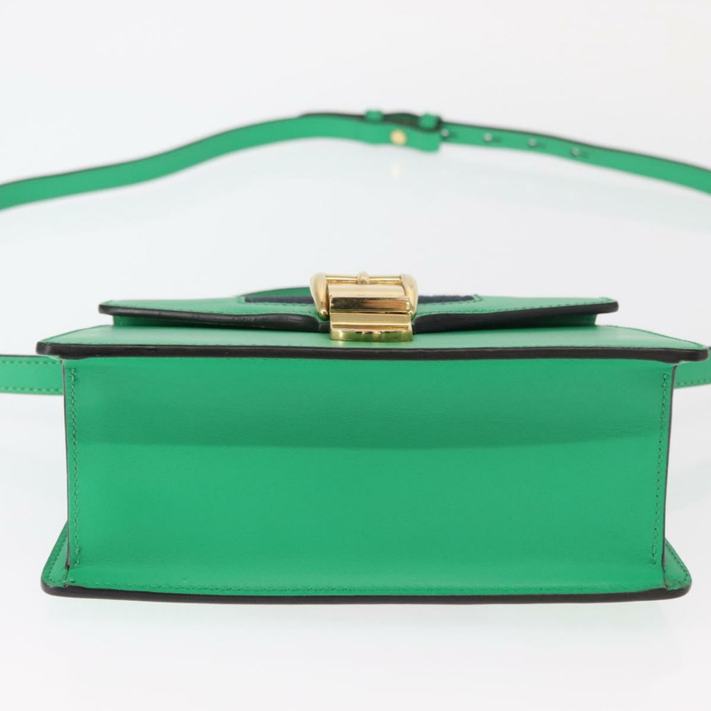 【日本直送】GUCCI Silvi Sherry Line 手袋 皮革 兩用 綠色/金色 470270 正品 161142M-4