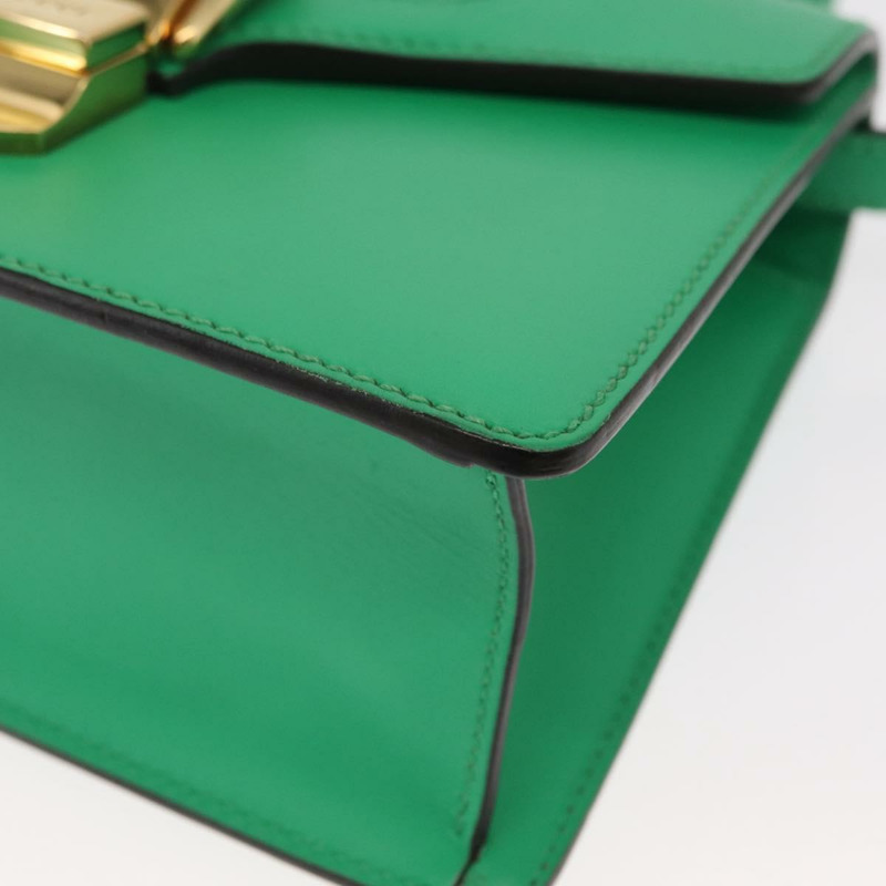 【日本直送】GUCCI Silvi Sherry Line 手袋 皮革 兩用 綠色/金色 470270 正品 161142M-15