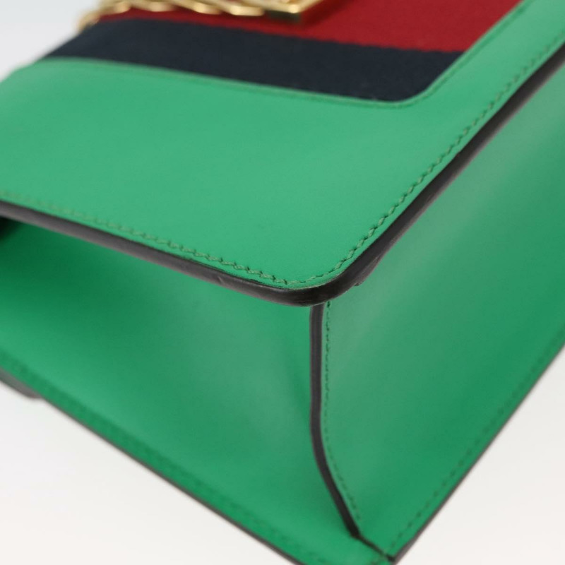 【日本直送】GUCCI Silvi Sherry Line 手袋 皮革 兩用 綠色/金色 470270 正品 161142M-16