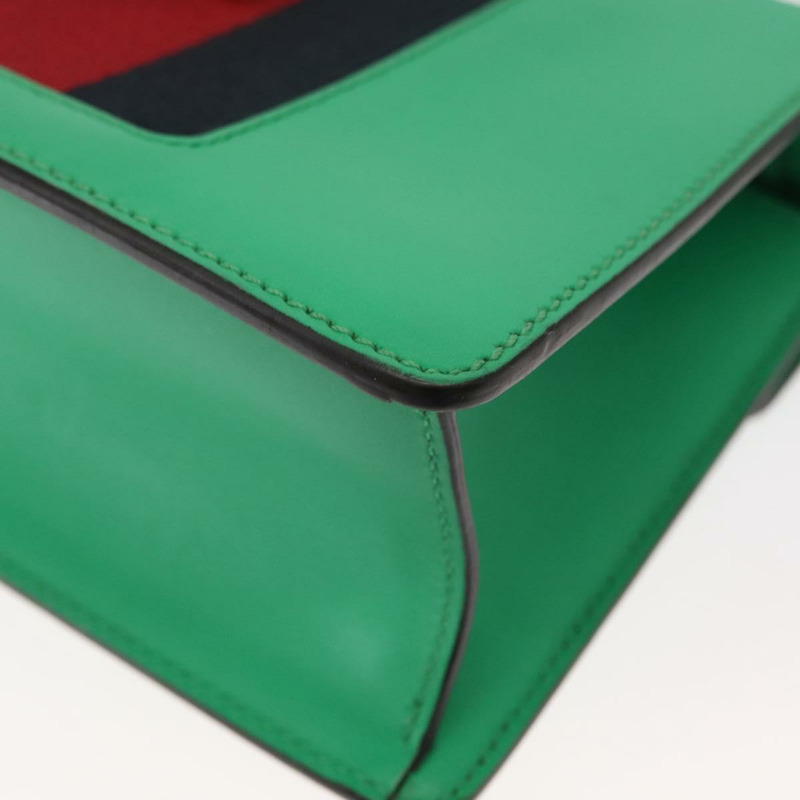 【日本直送】GUCCI Silvi Sherry Line 手袋 皮革 兩用 綠色/金色 470270 正品 161142M-17