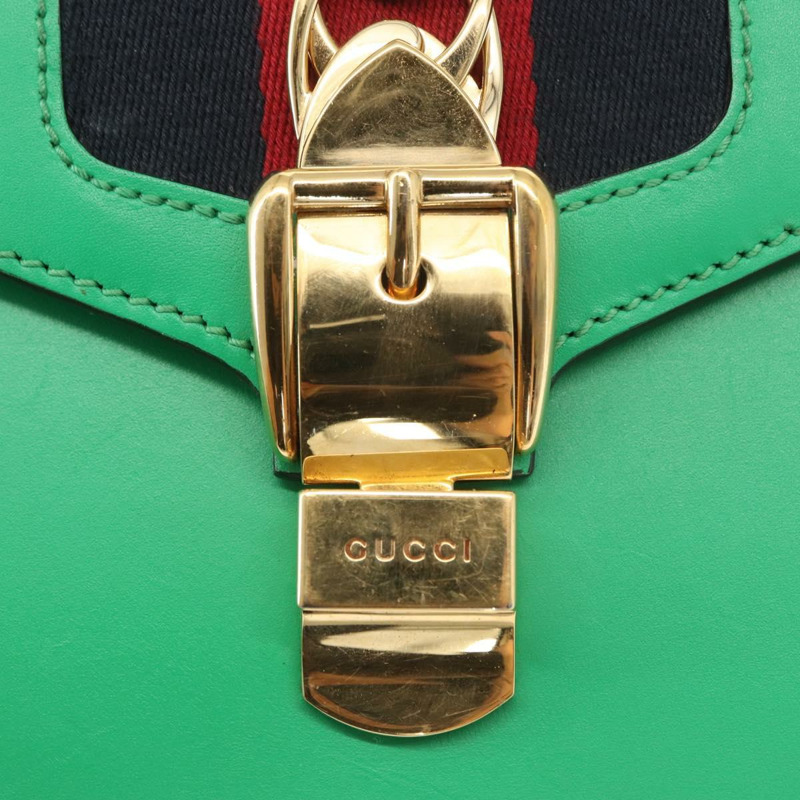 【日本直送】GUCCI Silvi Sherry Line 手袋 皮革 兩用 綠色/金色 470270 正品 161142M-18