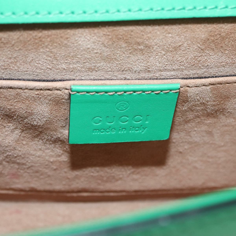 【日本直送】GUCCI Silvi Sherry Line 手袋 皮革 兩用 綠色/金色 470270 正品 161142M-20