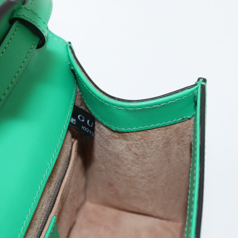 【日本直送】GUCCI Silvi Sherry Line 手袋 皮革 兩用 綠色/金色 470270 正品 161142M-21