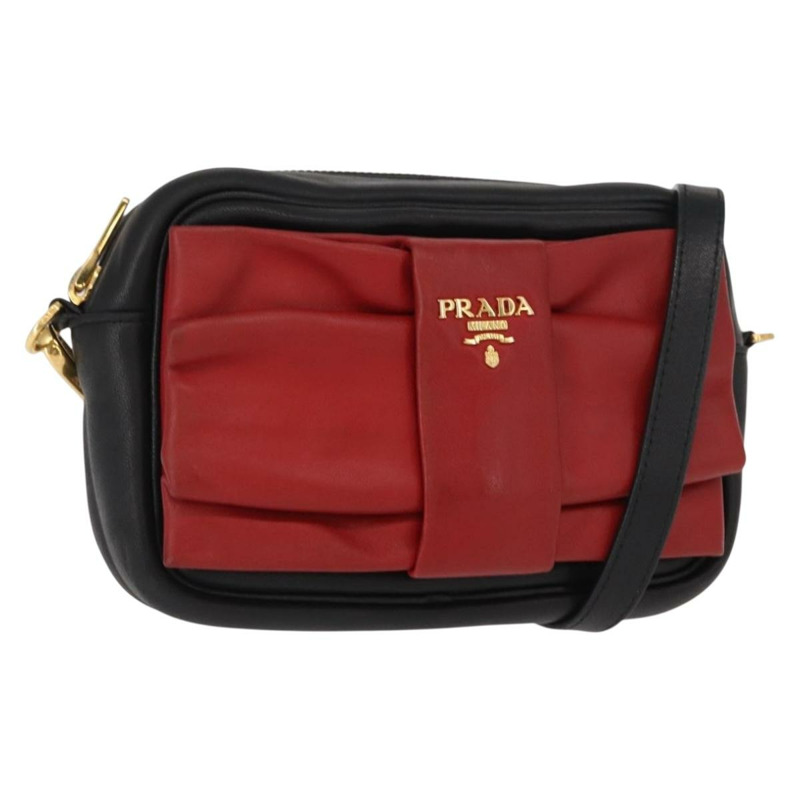 【日本直送】PRADA 黑色金色皮革肩背包，正品 161530V-0