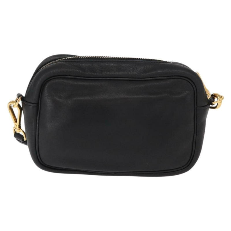 【日本直送】PRADA 黑色金色皮革肩背包，正品 161530V-1