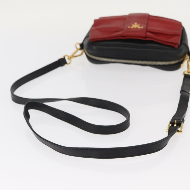 【日本直送】PRADA 黑色金色皮革肩背包，正品 161530V-7