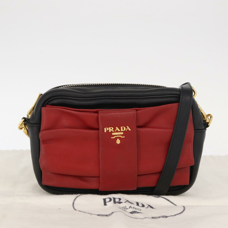 【日本直送】PRADA 黑色金色皮革肩背包，正品 161530V-11