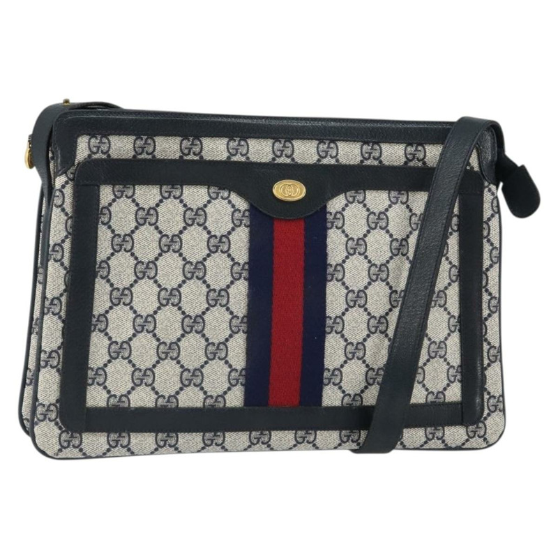 【日本直送】GUCCI GG Supreme Sherry Line 單肩包 PVC 海軍藍/紅色 14 02 013 正品 BA9411-0