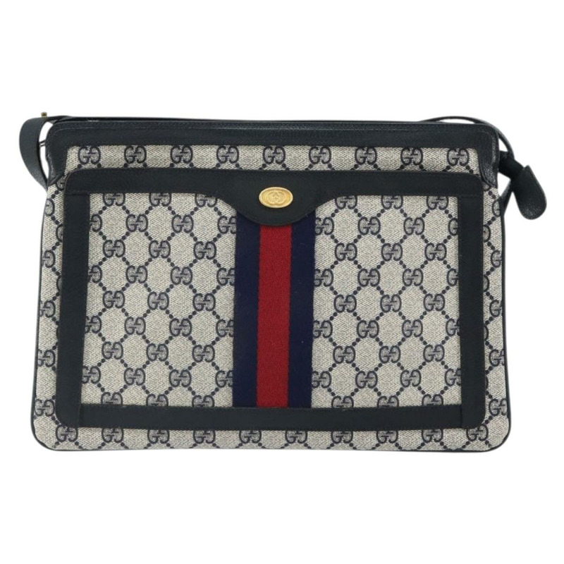 【日本直送】GUCCI GG Supreme Sherry Line 單肩包 PVC 海軍藍/紅色 14 02 013 正品 BA9411-12