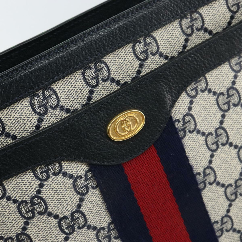 【日本直送】GUCCI GG Supreme Sherry Line 單肩包 PVC 海軍藍/紅色 14 02 013 正品 BA9411-16