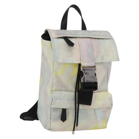 FENDI Zucca帆布單肩包 尼龍 白色 銀色 正品 am10182V