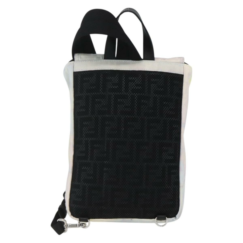 【日本直送】FENDI Zucca帆布單肩包 尼龍 白色 銀色 正品 am10182V-1