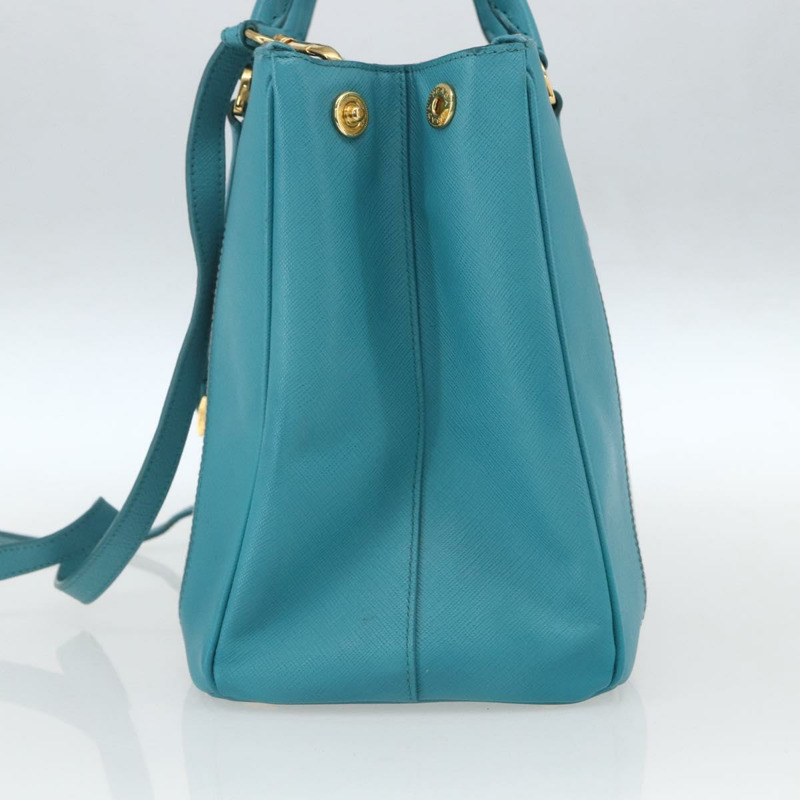 【日本直送】PRADA 手提包 Safiano 皮革 2way 綠色金色 Auth BA9274V-3