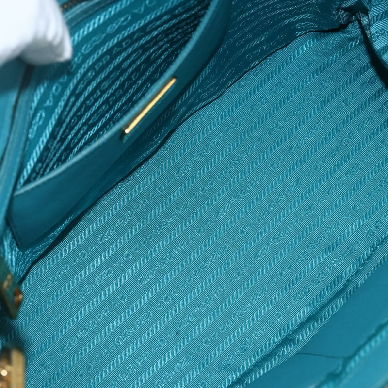 【日本直送】PRADA 手提包 Safiano 皮革 2way 綠色金色 Auth BA9274V-10