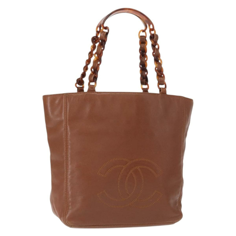 【日本直送】香奈兒 COCO 標誌鏈條手提包 棕色皮革 CC 正品 BA9279-0