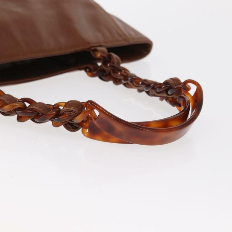 【日本直送】香奈兒 COCO 標誌鏈條手提包 棕色皮革 CC 正品 BA9279-6