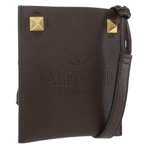 華倫天奴 (VALENTINO) 棕色金色皮革單肩包，正品 BA9280V