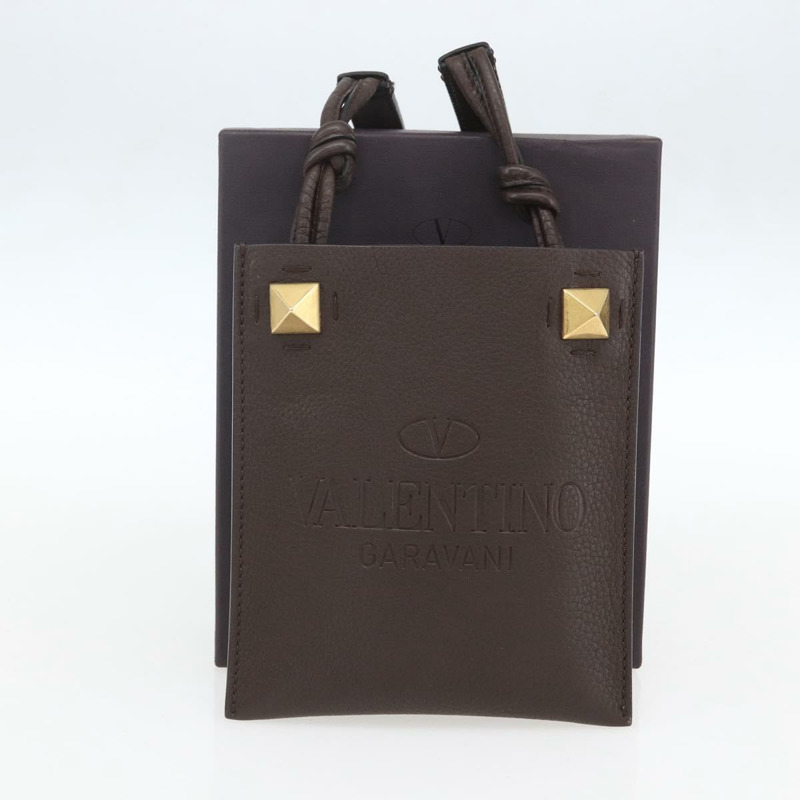 【日本直送】華倫天奴 (VALENTINO) 棕色金色皮革單肩包，正品 BA9280V-11