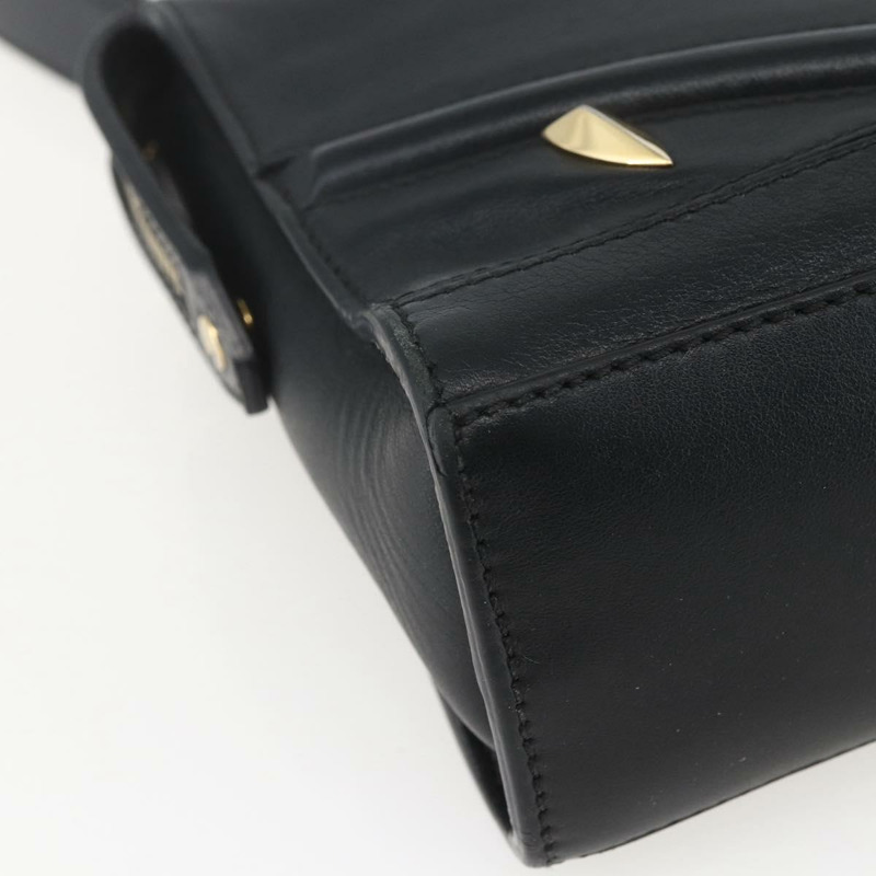 【日本直送】FENDI Monster Bugs Eye 手提包 皮革 2way 黑色 金色 Auth hk3297-16