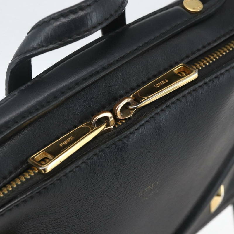 【日本直送】FENDI Monster Bugs Eye 手提包 皮革 2way 黑色 金色 Auth hk3297-20