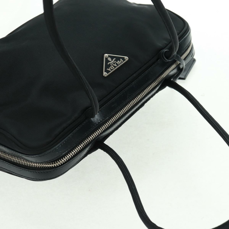 【日本直送】PRADA 尼龍皮革手提包 黑色 銀色 正品 ep12566-5