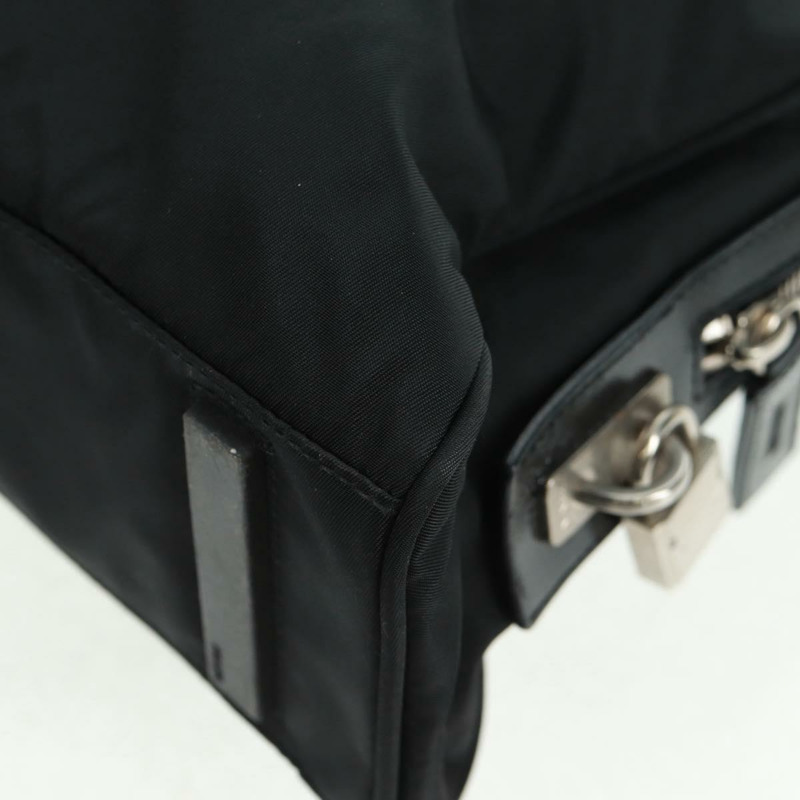【日本直送】PRADA 尼龍皮革手提包 黑色 銀色 正品 ep12566-16