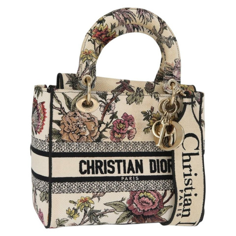 Christian Dior Jardin 手提包 帆布 兩用 米色 金色 正品 bs31958