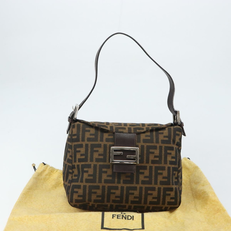 【日本直送】FENDI Zucca帆布Mamma Baguette手袋 棕色/黑色 正品 161713V-11