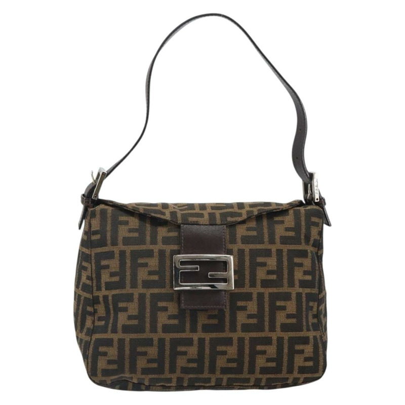 【日本直送】FENDI Zucca帆布Mamma Baguette手袋 棕色/黑色 正品 161713V-12