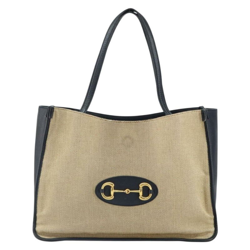 【日本直送】GUCCI 馬銜扣帆布手提包 米色 金色 623694 正品 BA9373-12