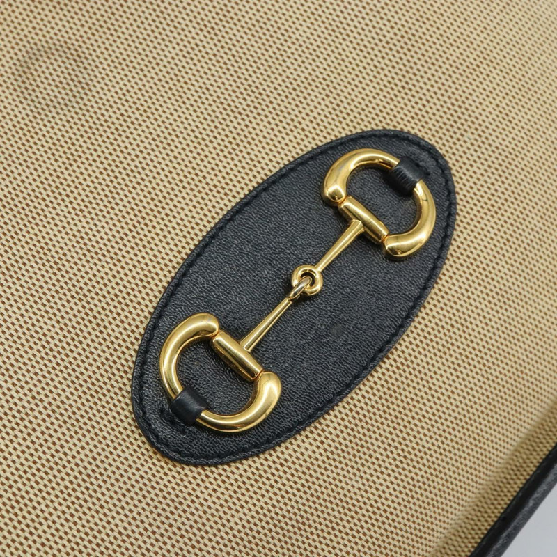 【日本直送】GUCCI 馬銜扣帆布手提包 米色 金色 623694 正品 BA9373-16