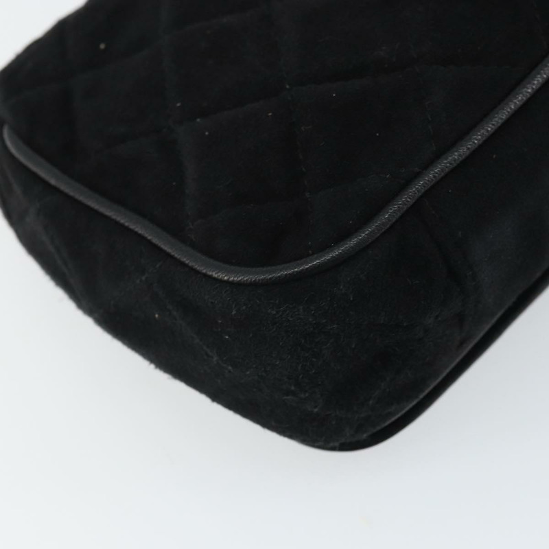 【日本直送】香奈兒 Matelasse 鏈條肩背包 麂皮 黑色 金色 CC 標誌 正品 BA9390-16