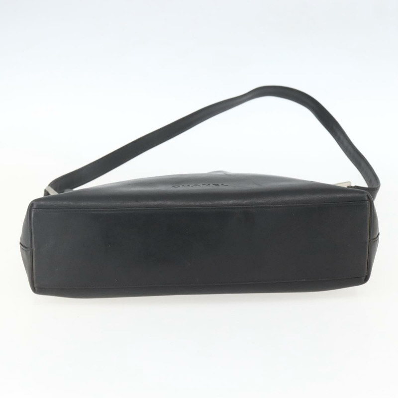 【日本直送】香奈兒黑色銀色雙C標誌皮革單背包 正品 BA9339-4