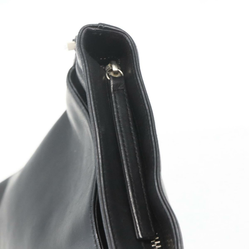 【日本直送】香奈兒黑色銀色雙C標誌皮革單背包 正品 BA9339-9