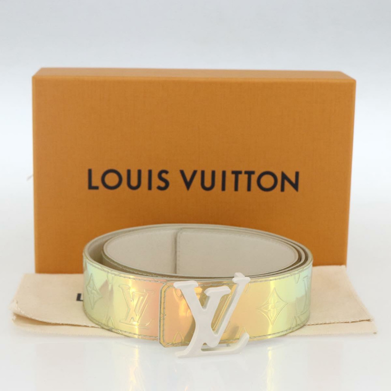 【日本直送】路易威登 Monogram Prism Ceinture LV Shape Belt 銀色 M0219 LV Auth 162778V-11