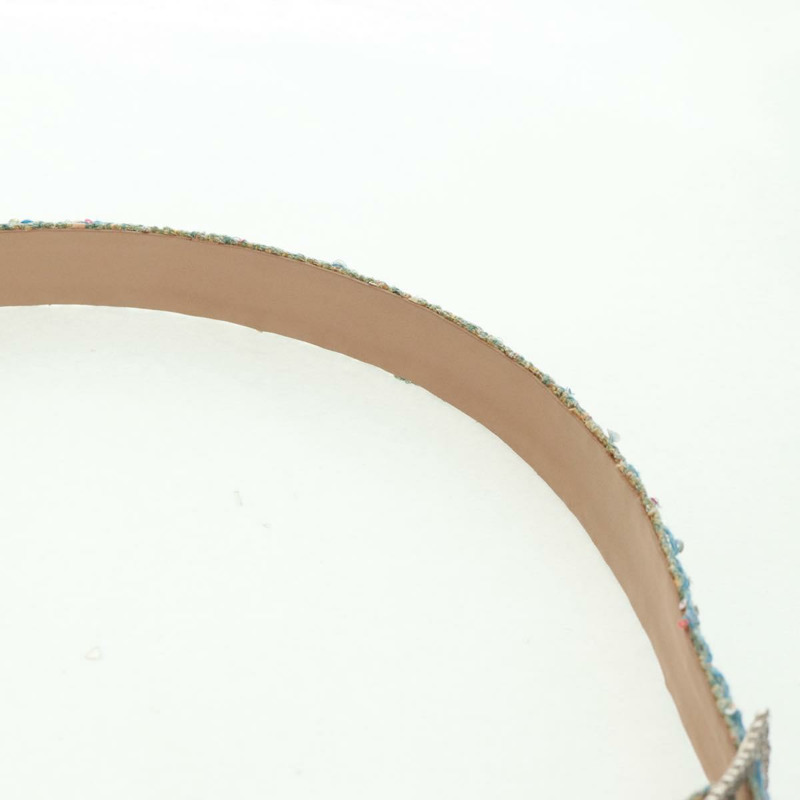 【日本直送】香奈兒 (CHANEL) 淺藍色斜紋軟呢腰帶，CC標誌，貨號156372V-8