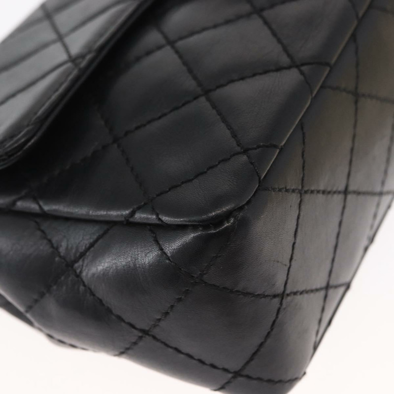 【日本直送】香奈兒鏈絎縫20吋Boy Chanel包，羊皮材質，黑色銀色雙C標誌，正品ka1271V-8