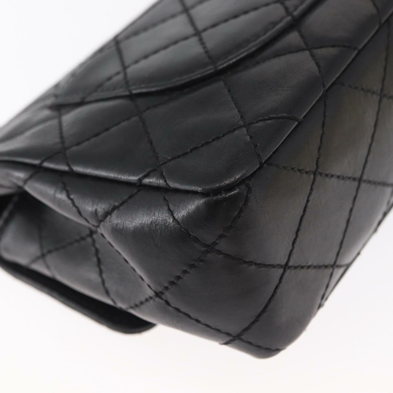 【日本直送】香奈兒鏈絎縫20吋Boy Chanel包，羊皮材質，黑色銀色雙C標誌，正品ka1271V-14