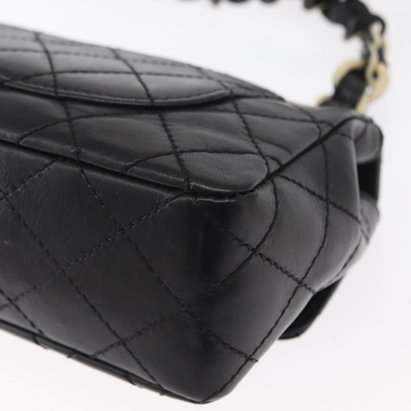 【日本直送】香奈兒鏈絎縫20吋Boy Chanel包，羊皮材質，黑色銀色雙C標誌，正品ka1271V-15