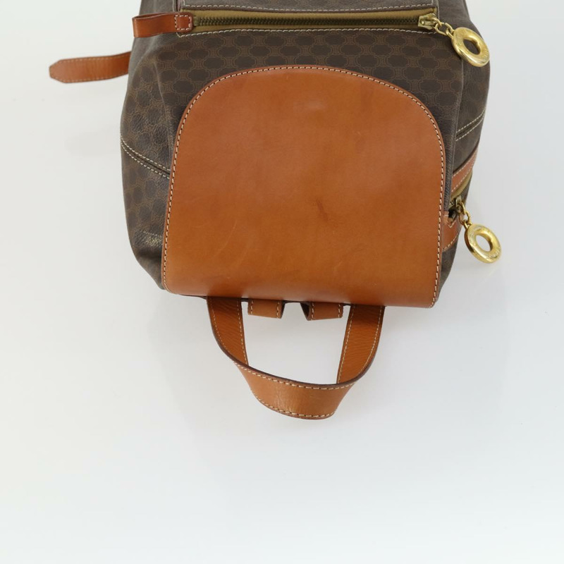 【日本直送】CELINE Macadam帆布雙肩包 PVC皮革 棕色 金色 正品 ka1291A-5