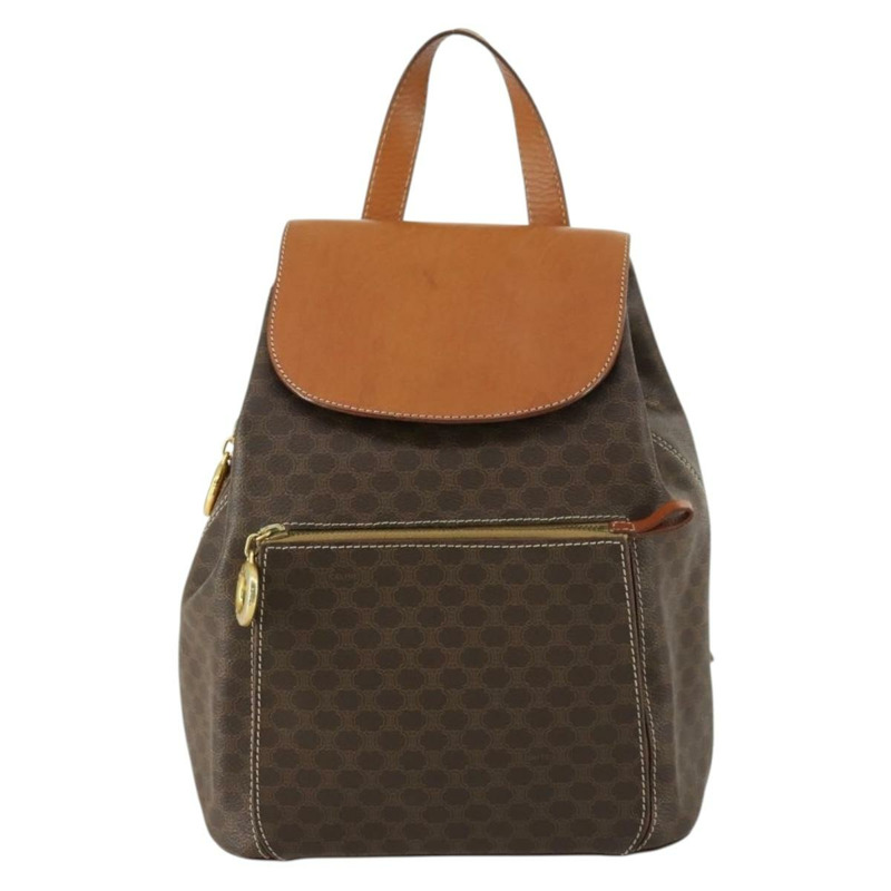 【日本直送】CELINE Macadam帆布雙肩包 PVC皮革 棕色 金色 正品 ka1291A-12