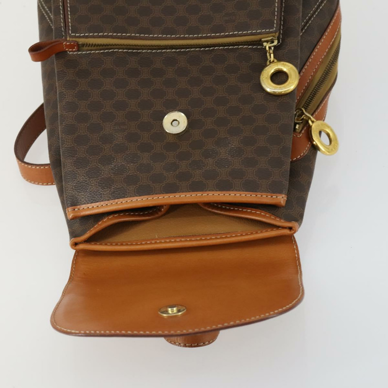 【日本直送】CELINE Macadam帆布雙肩包 PVC皮革 棕色 金色 正品 ka1291A-17