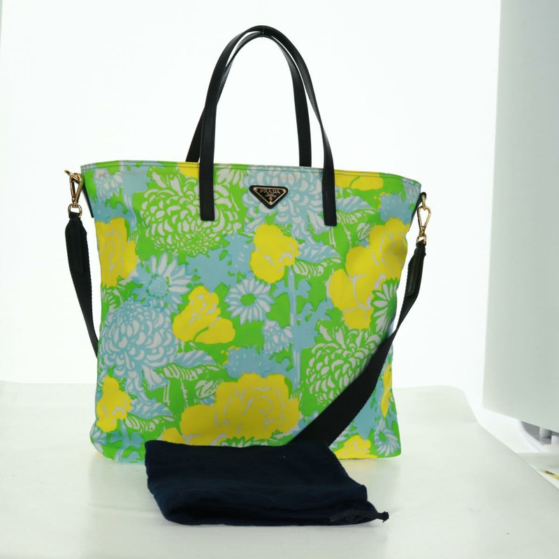 【日本直送】PRADA 尼龍皮革雙色手提包，金色，正品 am10186V-11