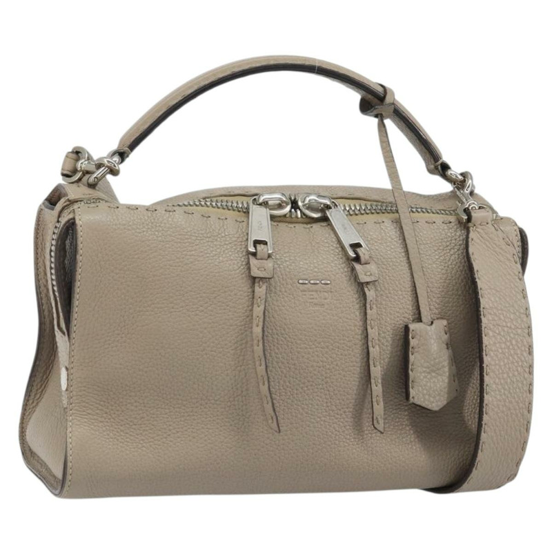 【日本直送】FENDI Celeria Ray 手提包 皮革 兩用 灰色 銀色 正品 BA9567-0