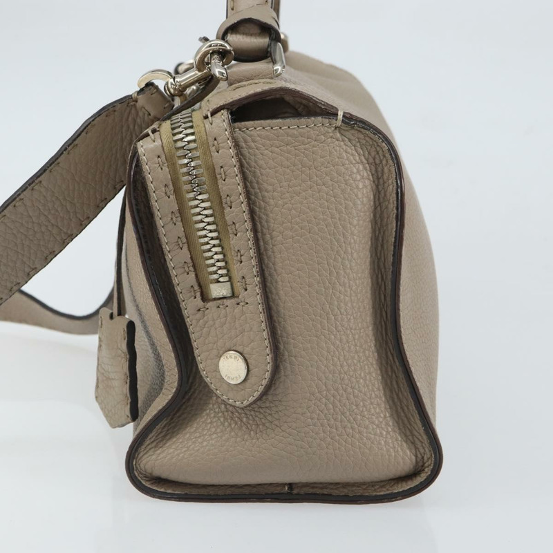 【日本直送】FENDI Celeria Ray 手提包 皮革 兩用 灰色 銀色 正品 BA9567-2