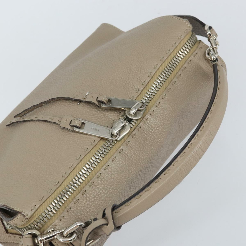 【日本直送】FENDI Celeria Ray 手提包 皮革 兩用 灰色 銀色 正品 BA9567-5