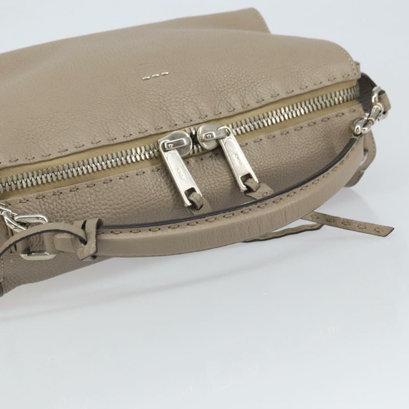 【日本直送】FENDI Celeria Ray 手提包 皮革 兩用 灰色 銀色 正品 BA9567-6