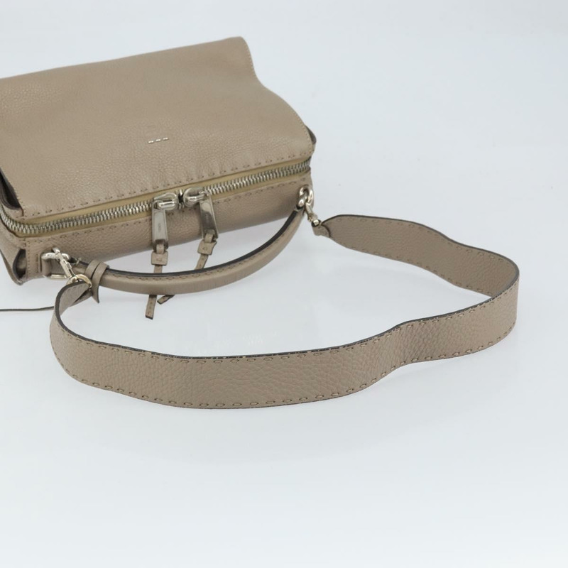 【日本直送】FENDI Celeria Ray 手提包 皮革 兩用 灰色 銀色 正品 BA9567-7