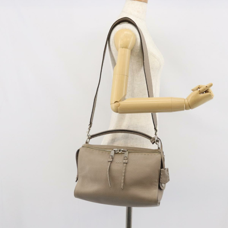 【日本直送】FENDI Celeria Ray 手提包 皮革 兩用 灰色 銀色 正品 BA9567-25