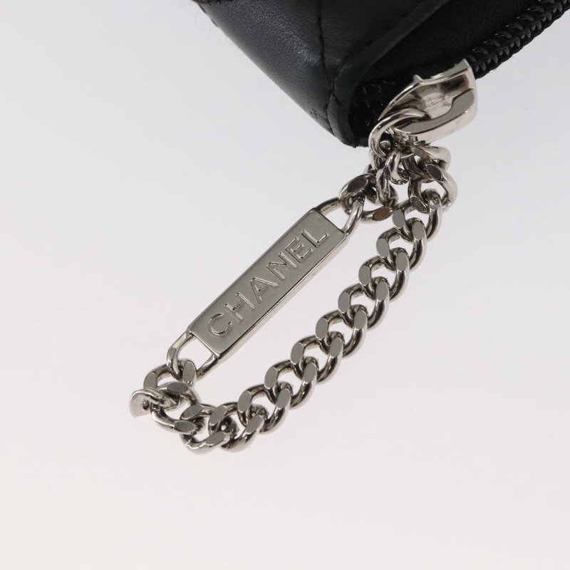 【日本直送】香奈兒 Cambon 系列長版錢包，小牛皮材質，黑色銀色 CC 標誌，正品 ac3882-6